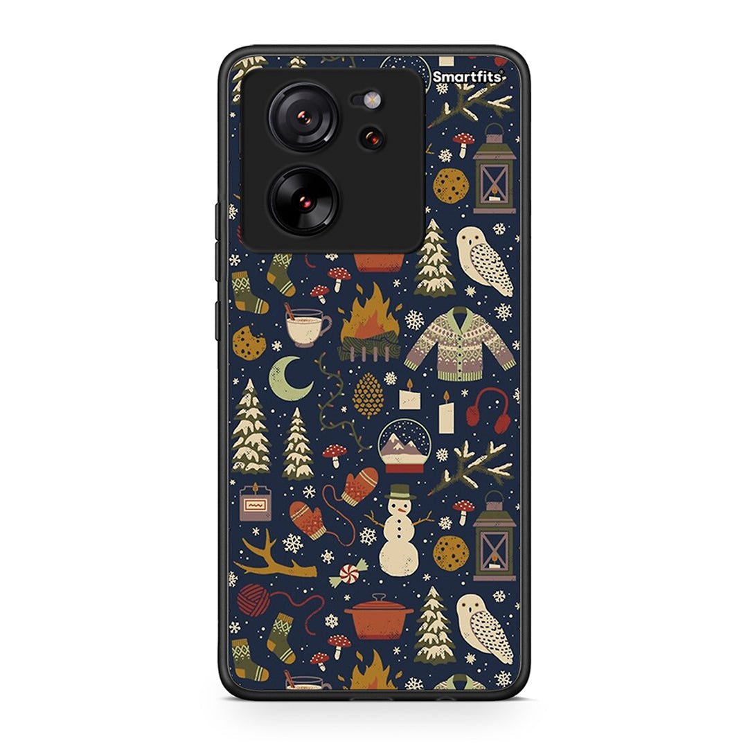 Xiaomi 13T Christmas Elements θήκη από τη Smartfits με σχέδιο στο πίσω μέρος και μαύρο περίβλημα | Smartphone case with colorful back and black bezels by Smartfits