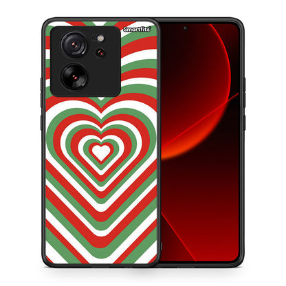 Θήκη Xiaomi 13T Christmas Hearts από τη Smartfits με σχέδιο στο πίσω μέρος και μαύρο περίβλημα | Xiaomi 13T Christmas Hearts case with colorful back and black bezels