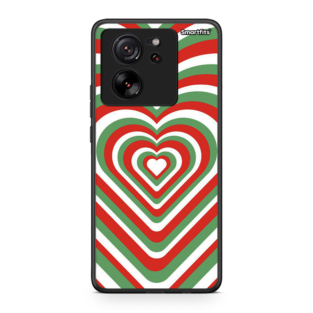 Xiaomi 13T Christmas Hearts θήκη από τη Smartfits με σχέδιο στο πίσω μέρος και μαύρο περίβλημα | Smartphone case with colorful back and black bezels by Smartfits