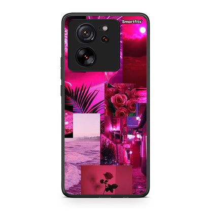 Xiaomi 13T Collage Red Roses Θήκη Αγίου Βαλεντίνου από τη Smartfits με σχέδιο στο πίσω μέρος και μαύρο περίβλημα | Smartphone case with colorful back and black bezels by Smartfits