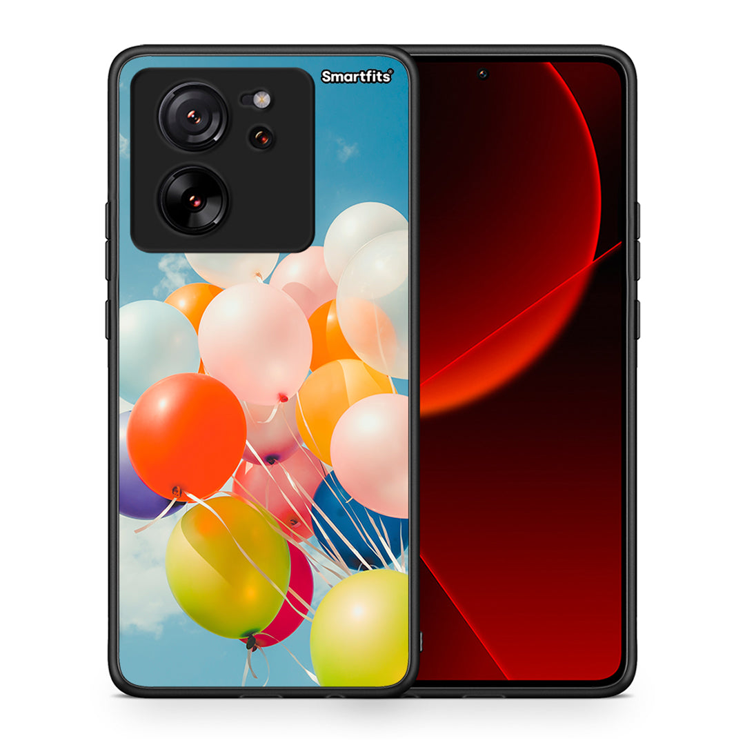 Θήκη Xiaomi 13T Colorful Balloons από τη Smartfits με σχέδιο στο πίσω μέρος και μαύρο περίβλημα | Xiaomi 13T Colorful Balloons case with colorful back and black bezels