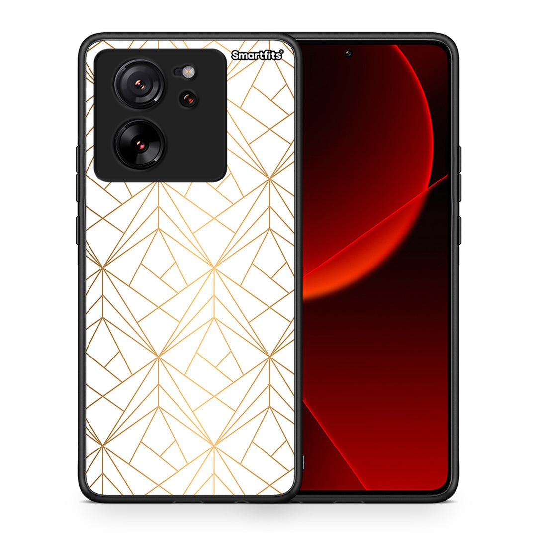 Θήκη Xiaomi 13T Luxury White Geometric από τη Smartfits με σχέδιο στο πίσω μέρος και μαύρο περίβλημα | Xiaomi 13T Luxury White Geometric case with colorful back and black bezels