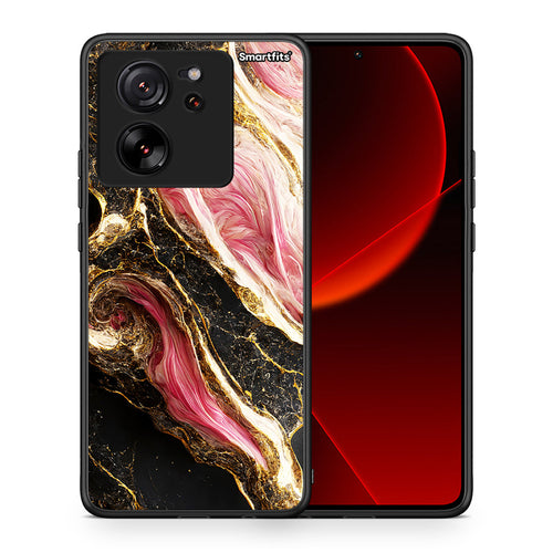 Θήκη Xiaomi 13T Glamorous Pink Marble από τη Smartfits με σχέδιο στο πίσω μέρος και μαύρο περίβλημα | Xiaomi 13T Glamorous Pink Marble case with colorful back and black bezels