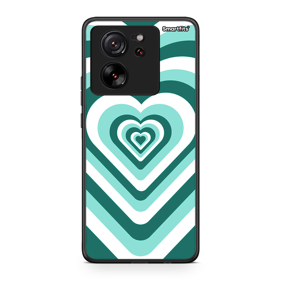 Xiaomi 13T Green Hearts θήκη από τη Smartfits με σχέδιο στο πίσω μέρος και μαύρο περίβλημα | Smartphone case with colorful back and black bezels by Smartfits