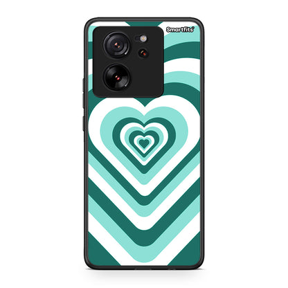 Xiaomi 13T Green Hearts θήκη από τη Smartfits με σχέδιο στο πίσω μέρος και μαύρο περίβλημα | Smartphone case with colorful back and black bezels by Smartfits