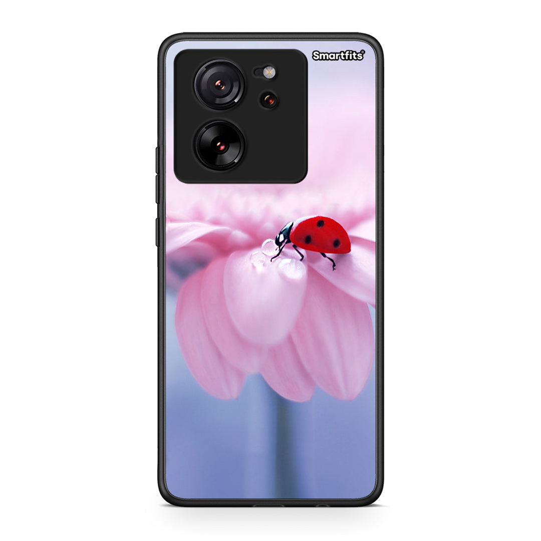 Xiaomi 13T Ladybug Flower θήκη από τη Smartfits με σχέδιο στο πίσω μέρος και μαύρο περίβλημα | Smartphone case with colorful back and black bezels by Smartfits