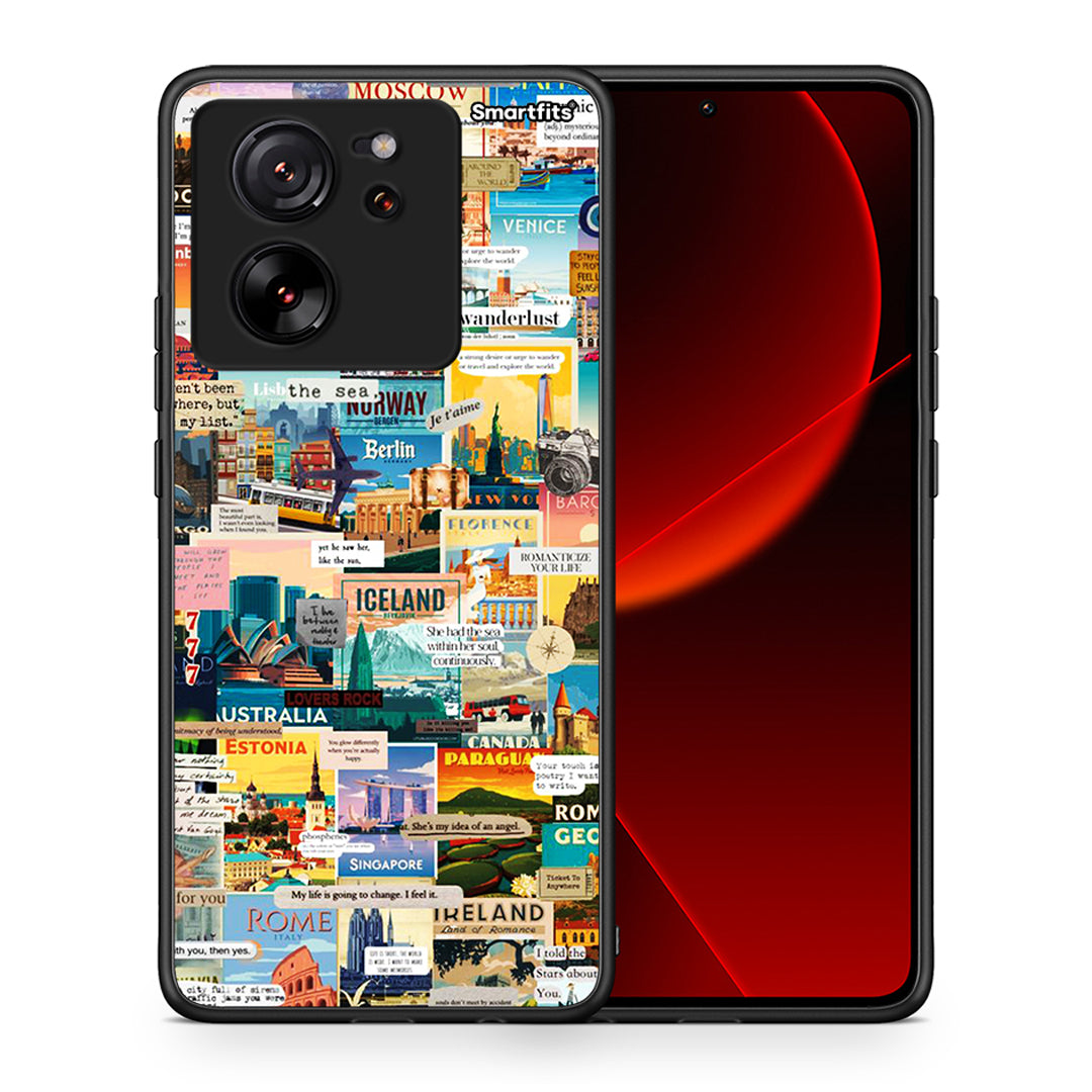 Θήκη Xiaomi 13T Live To Travel από τη Smartfits με σχέδιο στο πίσω μέρος και μαύρο περίβλημα | Xiaomi 13T Live To Travel case with colorful back and black bezels