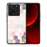 Thumbnail for Θήκη Xiaomi 13T Hexagon Pink Marble από τη Smartfits με σχέδιο στο πίσω μέρος και μαύρο περίβλημα | Xiaomi 13T Hexagon Pink Marble case with colorful back and black bezels