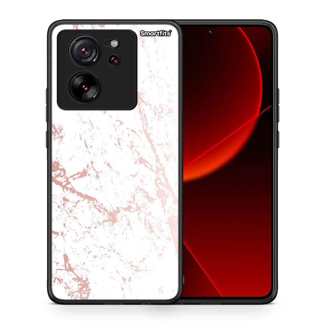 Θήκη Xiaomi 13T Pink Splash Marble από τη Smartfits με σχέδιο στο πίσω μέρος και μαύρο περίβλημα | Xiaomi 13T Pink Splash Marble case with colorful back and black bezels