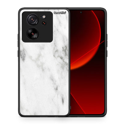 Θήκη Xiaomi 13T White Marble από τη Smartfits με σχέδιο στο πίσω μέρος και μαύρο περίβλημα | Xiaomi 13T White Marble case with colorful back and black bezels