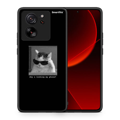 Θήκη Xiaomi 13T Meme Cat από τη Smartfits με σχέδιο στο πίσω μέρος και μαύρο περίβλημα | Xiaomi 13T Meme Cat case with colorful back and black bezels