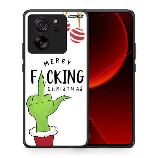 Θήκη Xiaomi 13T Merry F Xmas από τη Smartfits με σχέδιο στο πίσω μέρος και μαύρο περίβλημα | Xiaomi 13T Merry F Xmas case with colorful back and black bezels