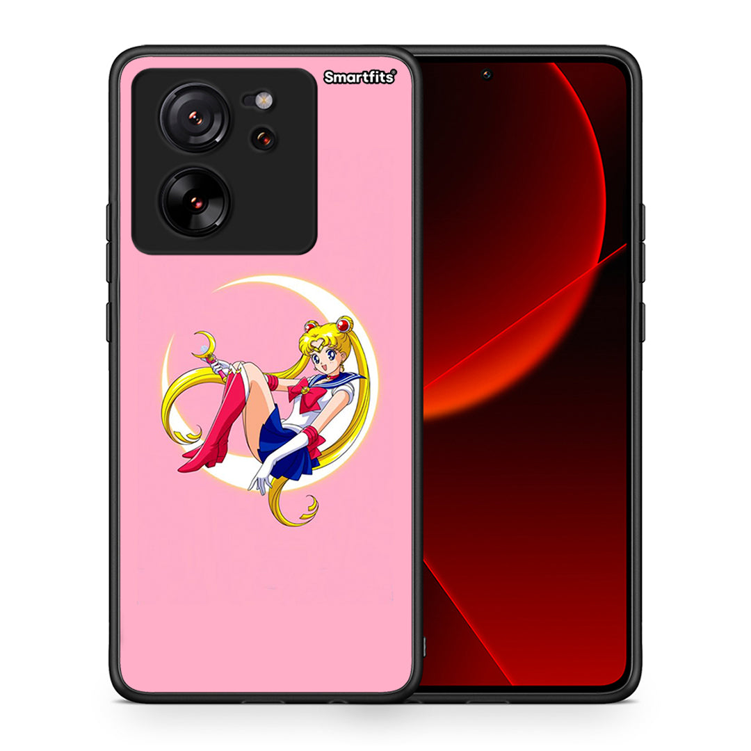 Θήκη Xiaomi 13T Moon Girl από τη Smartfits με σχέδιο στο πίσω μέρος και μαύρο περίβλημα | Xiaomi 13T Moon Girl case with colorful back and black bezels