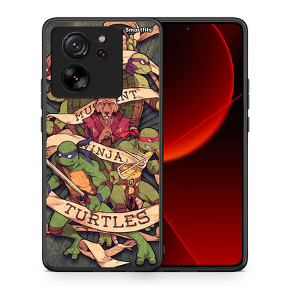 Θήκη Xiaomi 13T Ninja Turtles από τη Smartfits με σχέδιο στο πίσω μέρος και μαύρο περίβλημα | Xiaomi 13T Ninja Turtles case with colorful back and black bezels