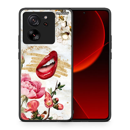 Θήκη Xiaomi 13T Red Lips από τη Smartfits με σχέδιο στο πίσω μέρος και μαύρο περίβλημα | Xiaomi 13T Red Lips case with colorful back and black bezels