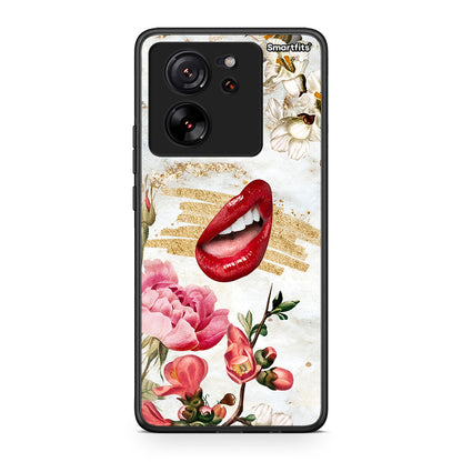 Xiaomi 13T Red Lips θήκη από τη Smartfits με σχέδιο στο πίσω μέρος και μαύρο περίβλημα | Smartphone case with colorful back and black bezels by Smartfits