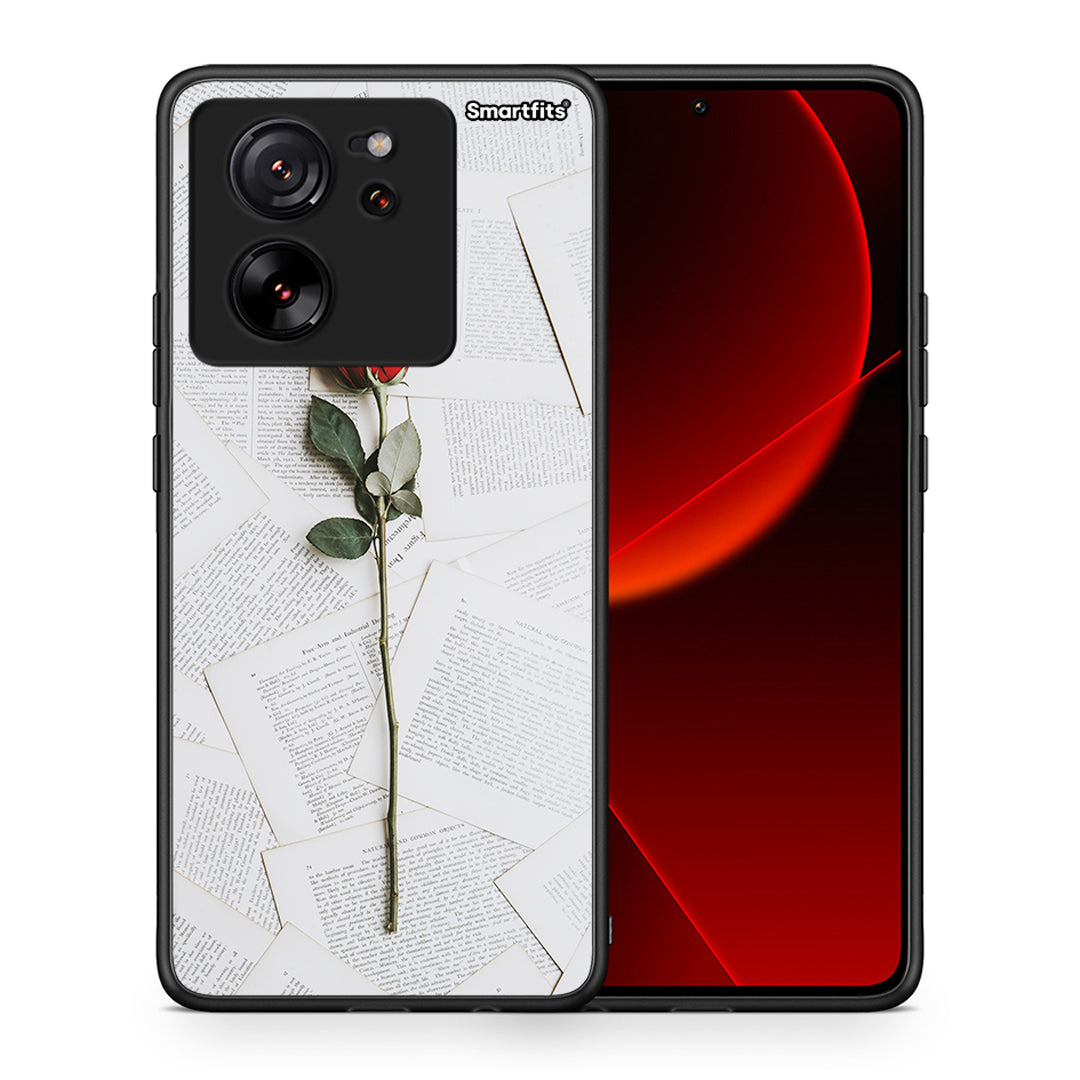 Θήκη Xiaomi 13T Red Rose από τη Smartfits με σχέδιο στο πίσω μέρος και μαύρο περίβλημα | Xiaomi 13T Red Rose case with colorful back and black bezels