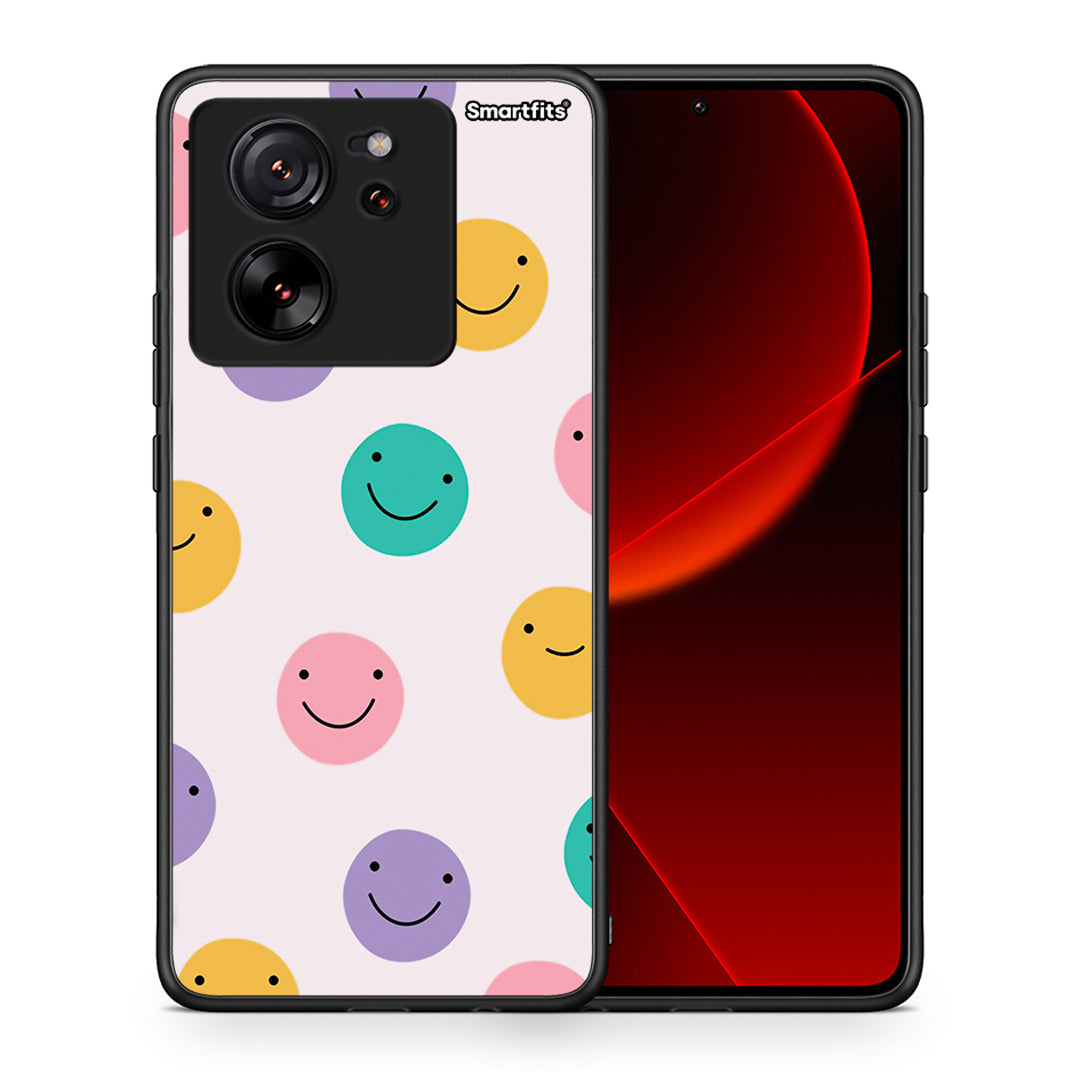 Θήκη Xiaomi 13T Smiley Faces από τη Smartfits με σχέδιο στο πίσω μέρος και μαύρο περίβλημα | Xiaomi 13T Smiley Faces case with colorful back and black bezels