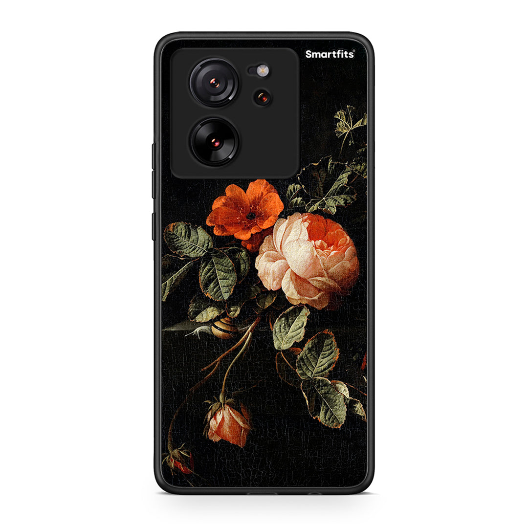 Xiaomi 13T Vintage Roses θήκη από τη Smartfits με σχέδιο στο πίσω μέρος και μαύρο περίβλημα | Smartphone case with colorful back and black bezels by Smartfits