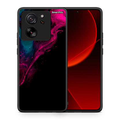 Θήκη Xiaomi 13T Pink Black Watercolor από τη Smartfits με σχέδιο στο πίσω μέρος και μαύρο περίβλημα | Xiaomi 13T Pink Black Watercolor case with colorful back and black bezels