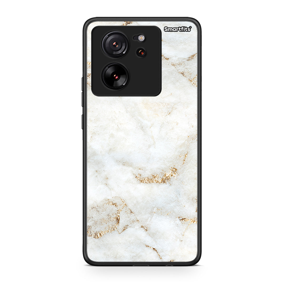 Xiaomi 13T White Gold Marble θήκη από τη Smartfits με σχέδιο στο πίσω μέρος και μαύρο περίβλημα | Smartphone case with colorful back and black bezels by Smartfits