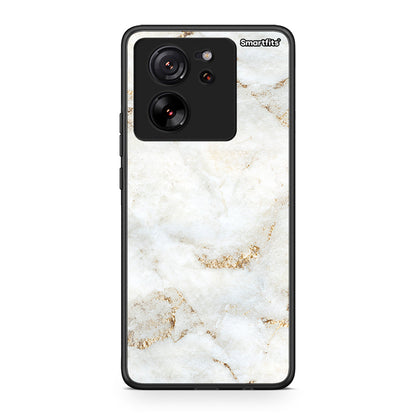 Xiaomi 13T White Gold Marble θήκη από τη Smartfits με σχέδιο στο πίσω μέρος και μαύρο περίβλημα | Smartphone case with colorful back and black bezels by Smartfits