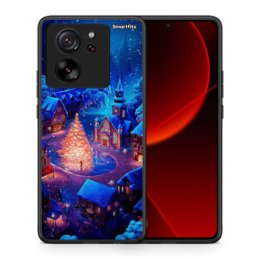 Θήκη Xiaomi 13T Xmas Village από τη Smartfits με σχέδιο στο πίσω μέρος και μαύρο περίβλημα | Xiaomi 13T Xmas Village case with colorful back and black bezels