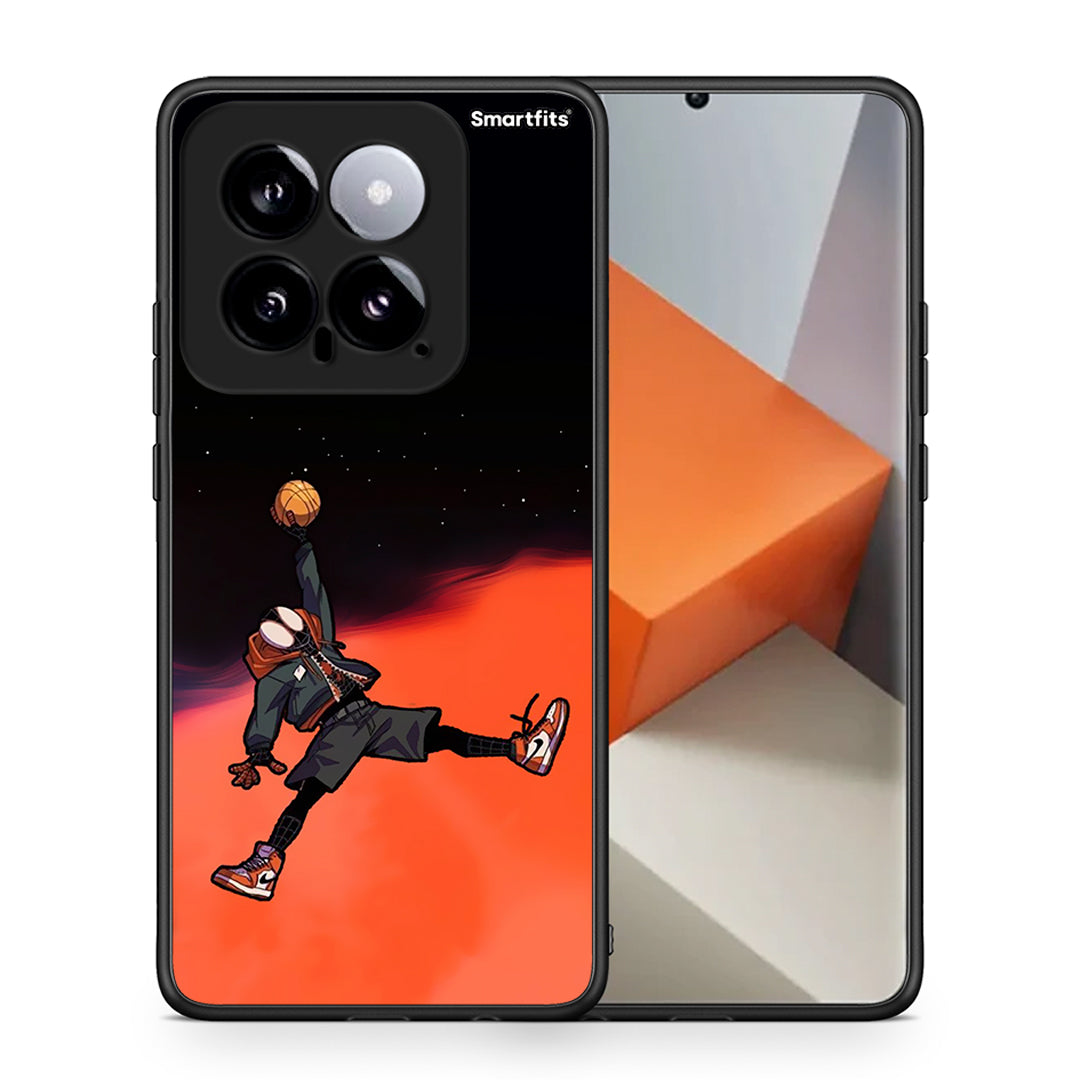 Θήκη Xiaomi 14 5G Basketball Hero από τη Smartfits με σχέδιο στο πίσω μέρος και μαύρο περίβλημα | Xiaomi 14 5G Basketball Hero case with colorful back and black bezels
