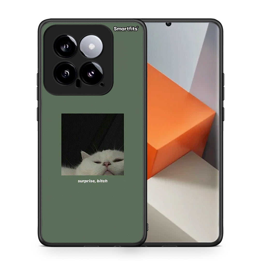Θήκη Xiaomi 14 5G Bitch Surprise από τη Smartfits με σχέδιο στο πίσω μέρος και μαύρο περίβλημα | Xiaomi 14 5G Bitch Surprise case with colorful back and black bezels