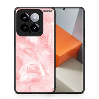 Thumbnail for Θήκη Xiaomi 14 5G Pink Feather Boho από τη Smartfits με σχέδιο στο πίσω μέρος και μαύρο περίβλημα | Xiaomi 14 5G Pink Feather Boho case with colorful back and black bezels
