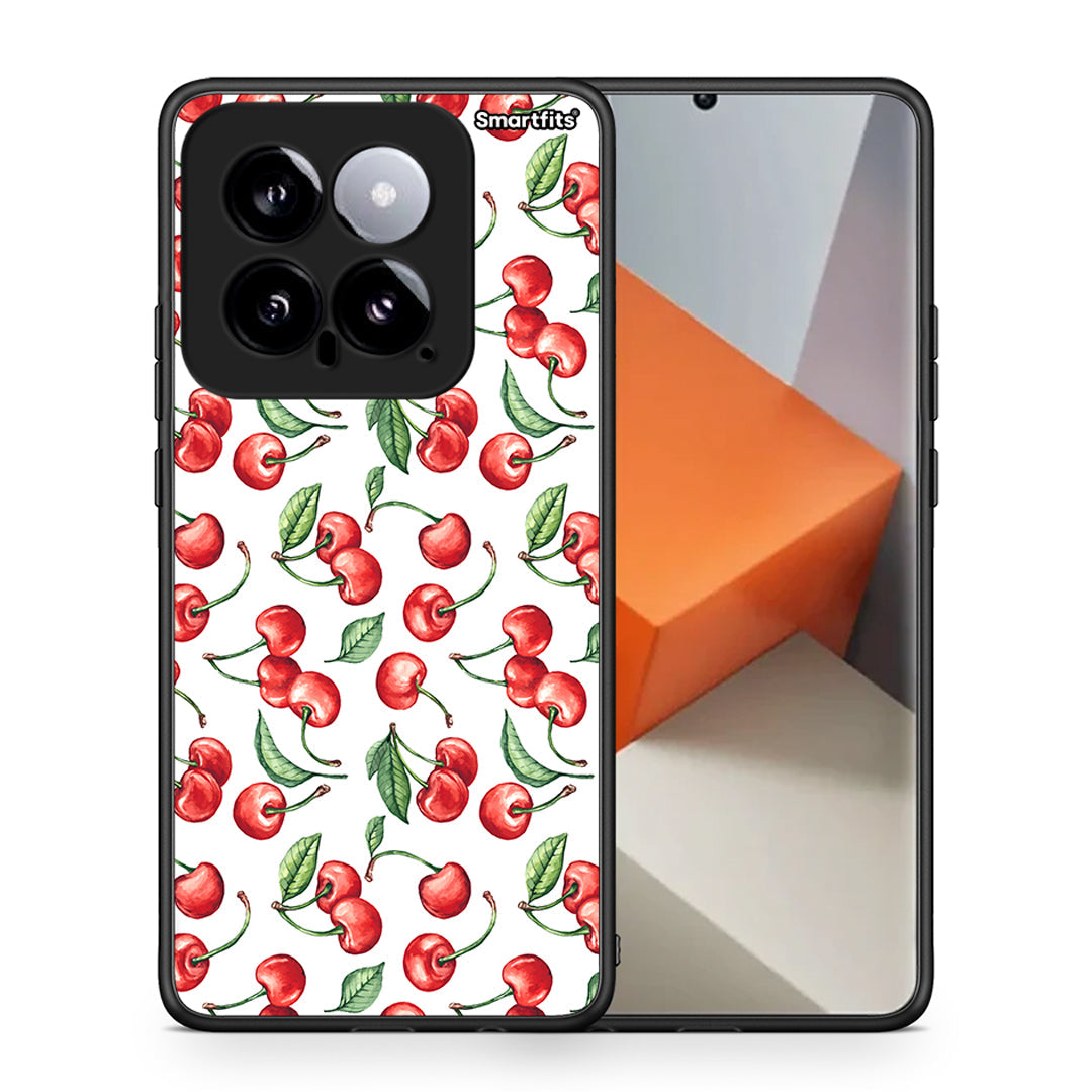 Θήκη Xiaomi 14 5G Cherry Summer από τη Smartfits με σχέδιο στο πίσω μέρος και μαύρο περίβλημα | Xiaomi 14 5G Cherry Summer case with colorful back and black bezels