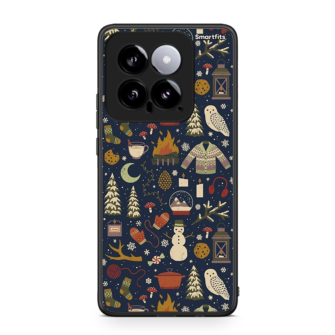 Xiaomi 14 5G Christmas Elements θήκη από τη Smartfits με σχέδιο στο πίσω μέρος και μαύρο περίβλημα | Smartphone case with colorful back and black bezels by Smartfits