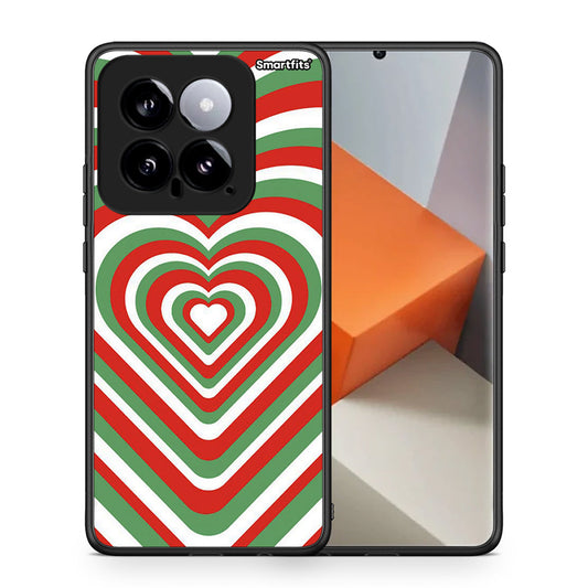 Θήκη Xiaomi 14 5G Christmas Hearts από τη Smartfits με σχέδιο στο πίσω μέρος και μαύρο περίβλημα | Xiaomi 14 5G Christmas Hearts case with colorful back and black bezels