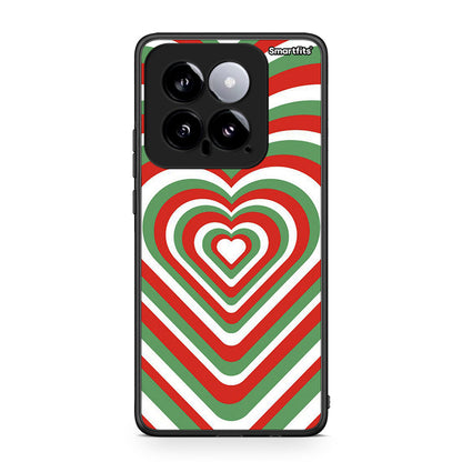Xiaomi 14 5G Christmas Hearts θήκη από τη Smartfits με σχέδιο στο πίσω μέρος και μαύρο περίβλημα | Smartphone case with colorful back and black bezels by Smartfits