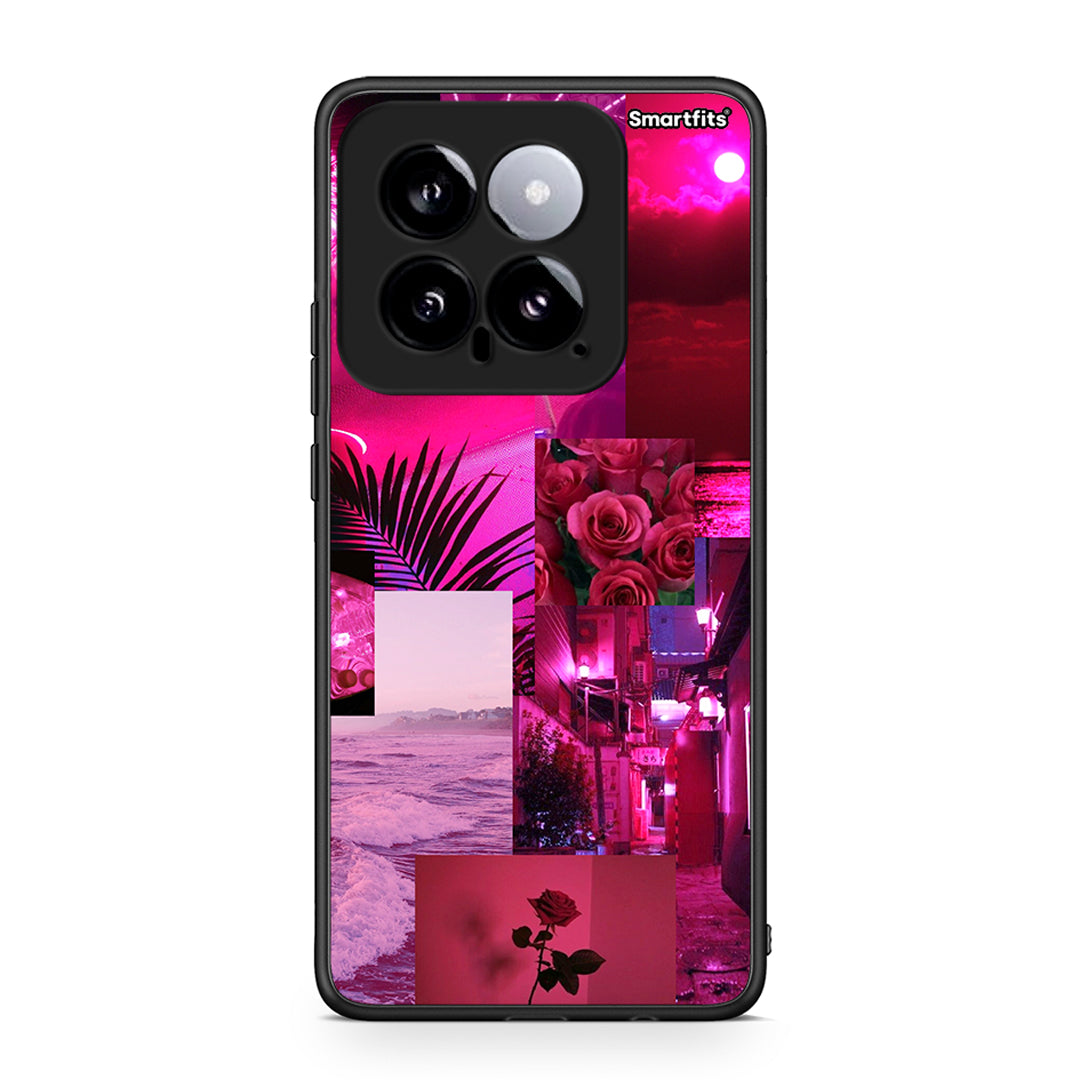 Xiaomi 14 5G Collage Red Roses Θήκη Αγίου Βαλεντίνου από τη Smartfits με σχέδιο στο πίσω μέρος και μαύρο περίβλημα | Smartphone case with colorful back and black bezels by Smartfits