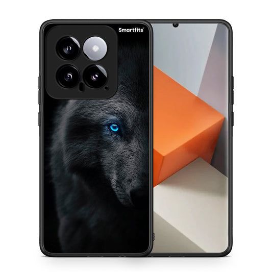 Θήκη Xiaomi 14 5G Dark Wolf από τη Smartfits με σχέδιο στο πίσω μέρος και μαύρο περίβλημα | Xiaomi 14 5G Dark Wolf case with colorful back and black bezels
