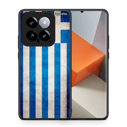 Θήκη Xiaomi 14 5G Greek Flag από τη Smartfits με σχέδιο στο πίσω μέρος και μαύρο περίβλημα | Xiaomi 14 5G Greek Flag case with colorful back and black bezels