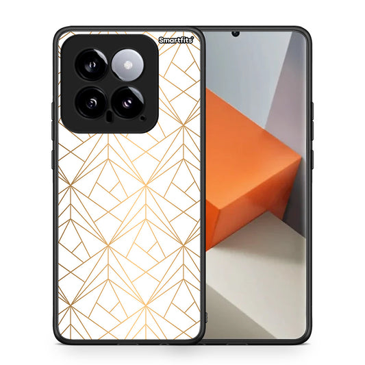 Θήκη Xiaomi 14 5G Luxury White Geometric από τη Smartfits με σχέδιο στο πίσω μέρος και μαύρο περίβλημα | Xiaomi 14 5G Luxury White Geometric case with colorful back and black bezels