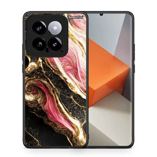 Θήκη Xiaomi 14 5G Glamorous Pink Marble από τη Smartfits με σχέδιο στο πίσω μέρος και μαύρο περίβλημα | Xiaomi 14 5G Glamorous Pink Marble case with colorful back and black bezels