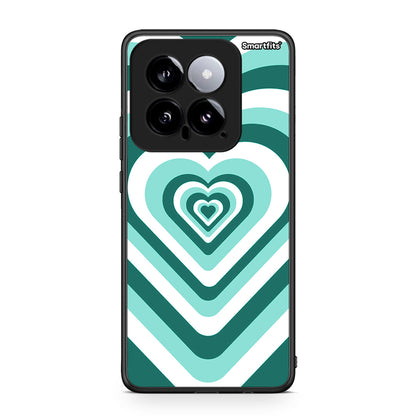 Xiaomi 14 5G Green Hearts θήκη από τη Smartfits με σχέδιο στο πίσω μέρος και μαύρο περίβλημα | Smartphone case with colorful back and black bezels by Smartfits