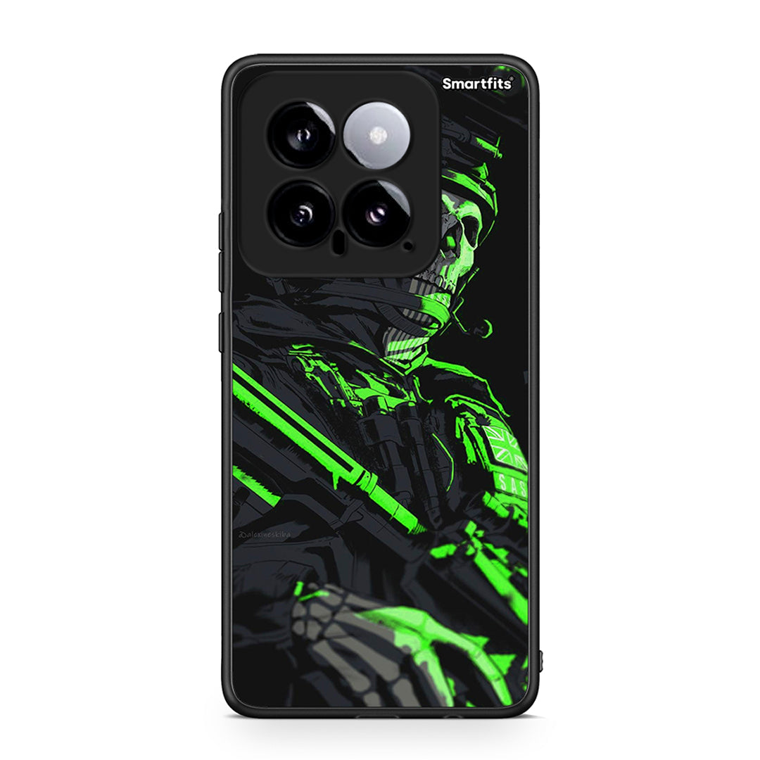 Xiaomi 14 5G Green Soldier Θήκη Αγίου Βαλεντίνου από τη Smartfits με σχέδιο στο πίσω μέρος και μαύρο περίβλημα | Smartphone case with colorful back and black bezels by Smartfits