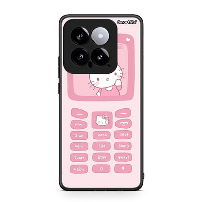 Xiaomi 14 5G Hello Kitten Θήκη Αγίου Βαλεντίνου από τη Smartfits με σχέδιο στο πίσω μέρος και μαύρο περίβλημα | Smartphone case with colorful back and black bezels by Smartfits