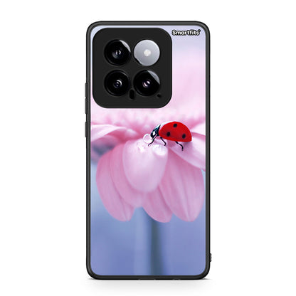 Xiaomi 14 5G Ladybug Flower θήκη από τη Smartfits με σχέδιο στο πίσω μέρος και μαύρο περίβλημα | Smartphone case with colorful back and black bezels by Smartfits