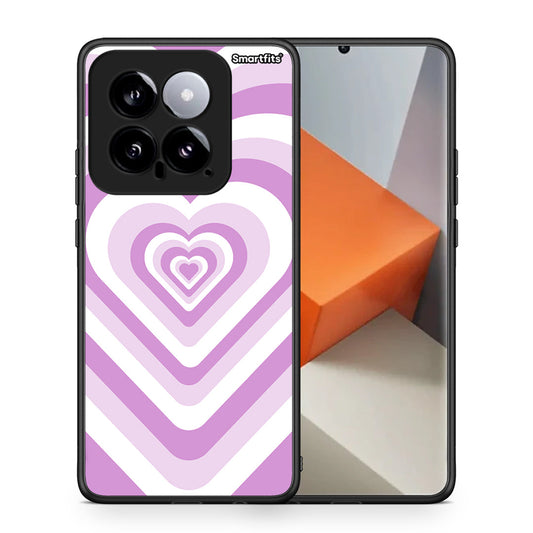 Θήκη Xiaomi 14 5G Lilac Hearts από τη Smartfits με σχέδιο στο πίσω μέρος και μαύρο περίβλημα | Xiaomi 14 5G Lilac Hearts case with colorful back and black bezels