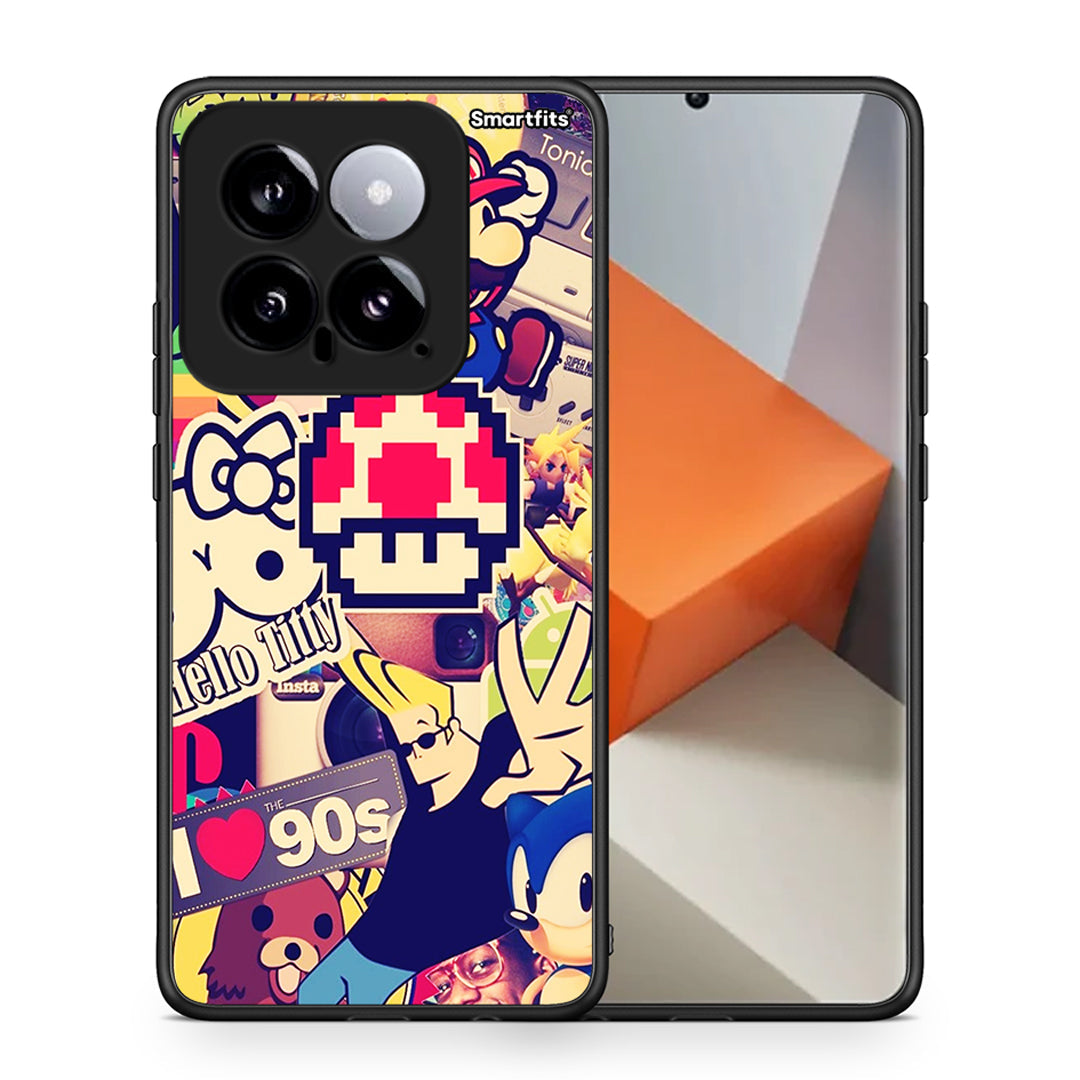 Θήκη Xiaomi 14 5G Love The 90s από τη Smartfits με σχέδιο στο πίσω μέρος και μαύρο περίβλημα | Xiaomi 14 5G Love The 90s case with colorful back and black bezels
