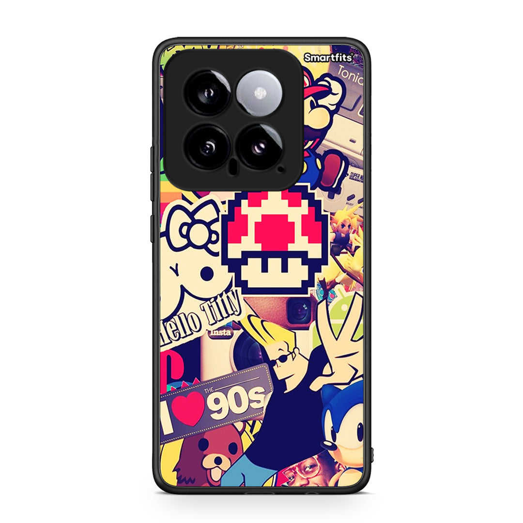 Xiaomi 14 5G Love The 90s θήκη από τη Smartfits με σχέδιο στο πίσω μέρος και μαύρο περίβλημα | Smartphone case with colorful back and black bezels by Smartfits