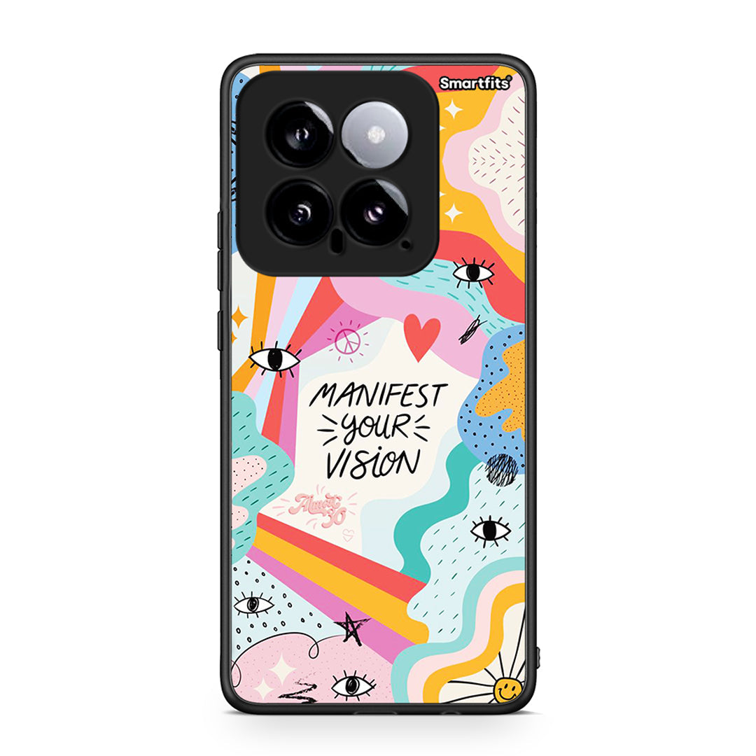 Xiaomi 14 5G Manifest Your Vision θήκη από τη Smartfits με σχέδιο στο πίσω μέρος και μαύρο περίβλημα | Smartphone case with colorful back and black bezels by Smartfits