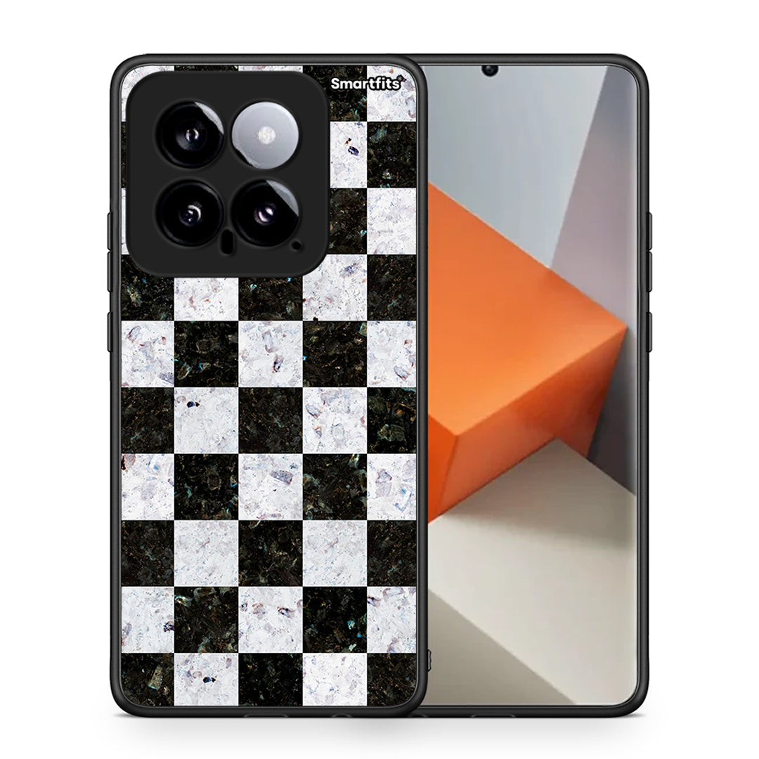 Θήκη Xiaomi 14 5G Square Geometric Marble από τη Smartfits με σχέδιο στο πίσω μέρος και μαύρο περίβλημα | Xiaomi 14 5G Square Geometric Marble case with colorful back and black bezels