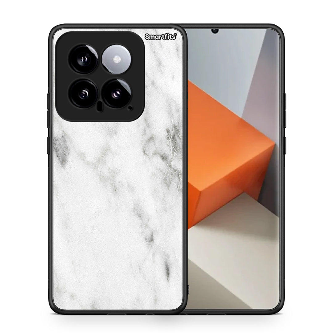 Θήκη Xiaomi 14 5G White Marble από τη Smartfits με σχέδιο στο πίσω μέρος και μαύρο περίβλημα | Xiaomi 14 5G White Marble case with colorful back and black bezels