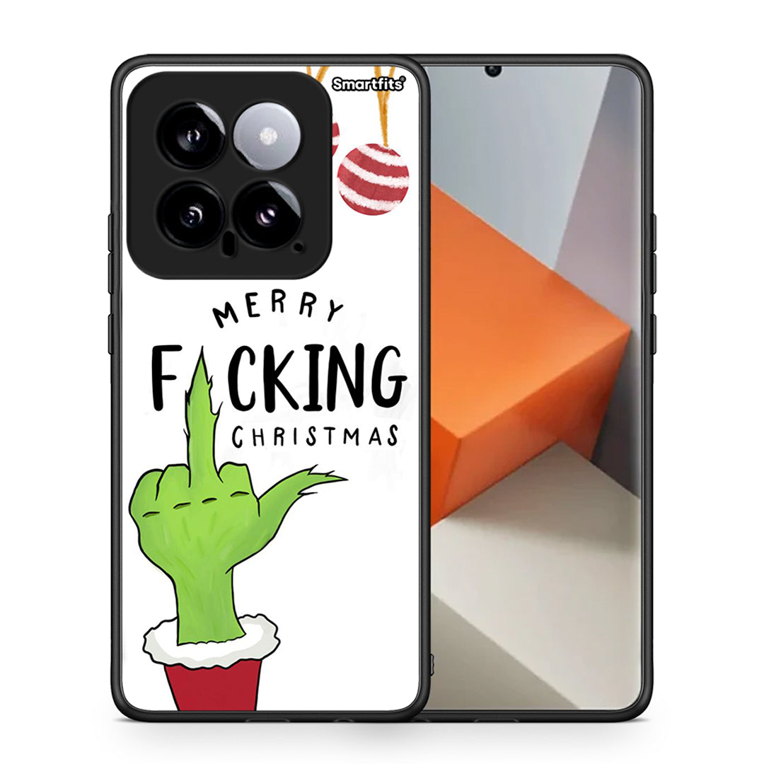 Θήκη Xiaomi 14 5G Merry F Xmas από τη Smartfits με σχέδιο στο πίσω μέρος και μαύρο περίβλημα | Xiaomi 14 5G Merry F Xmas case with colorful back and black bezels